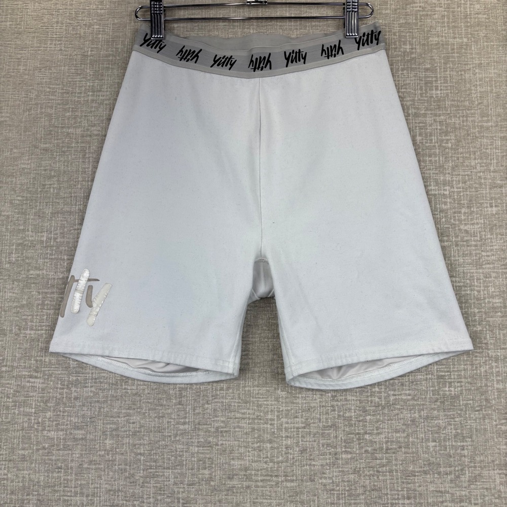 Yitty Lizzo Womens Large White High Waisted Biker Shorts Branded Waistband Logo